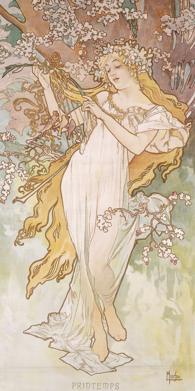 Primavera; Primavera, c.1896 de Alphonse Mucha