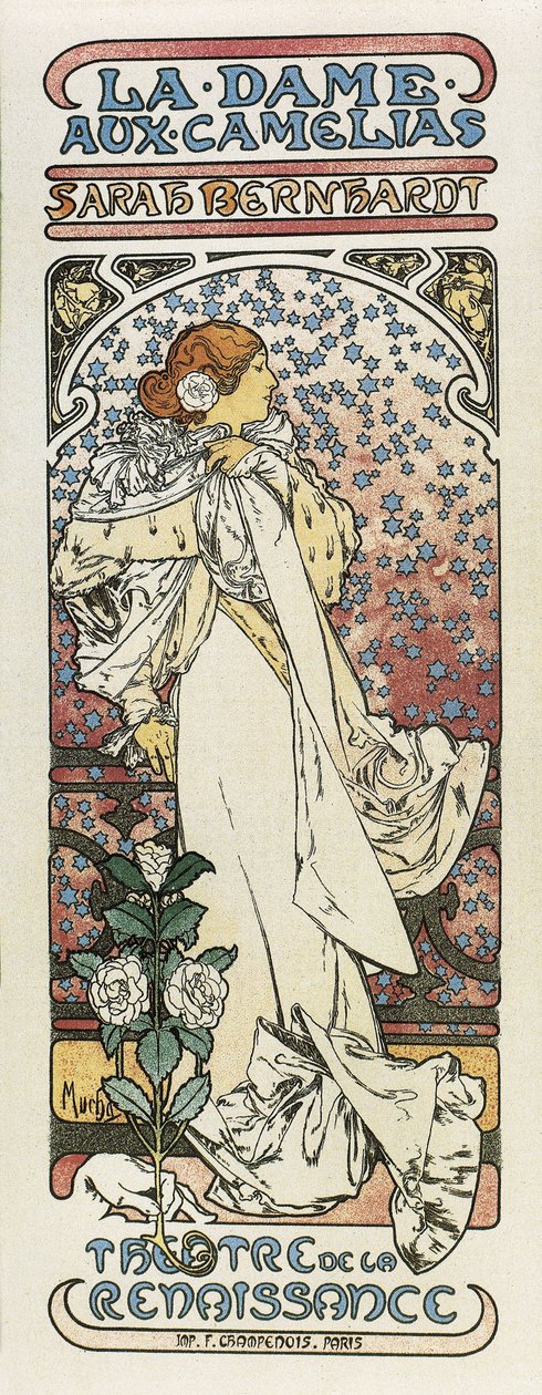 A Dama das Camélias (La dame aux camelias). 1896 (litografia) de Alphonse Mucha