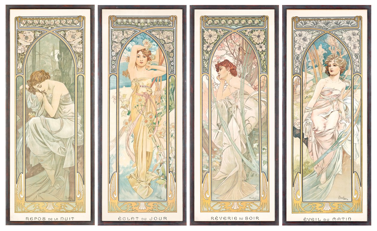Os horários do dia; As horas do dia de Alphonse Mucha