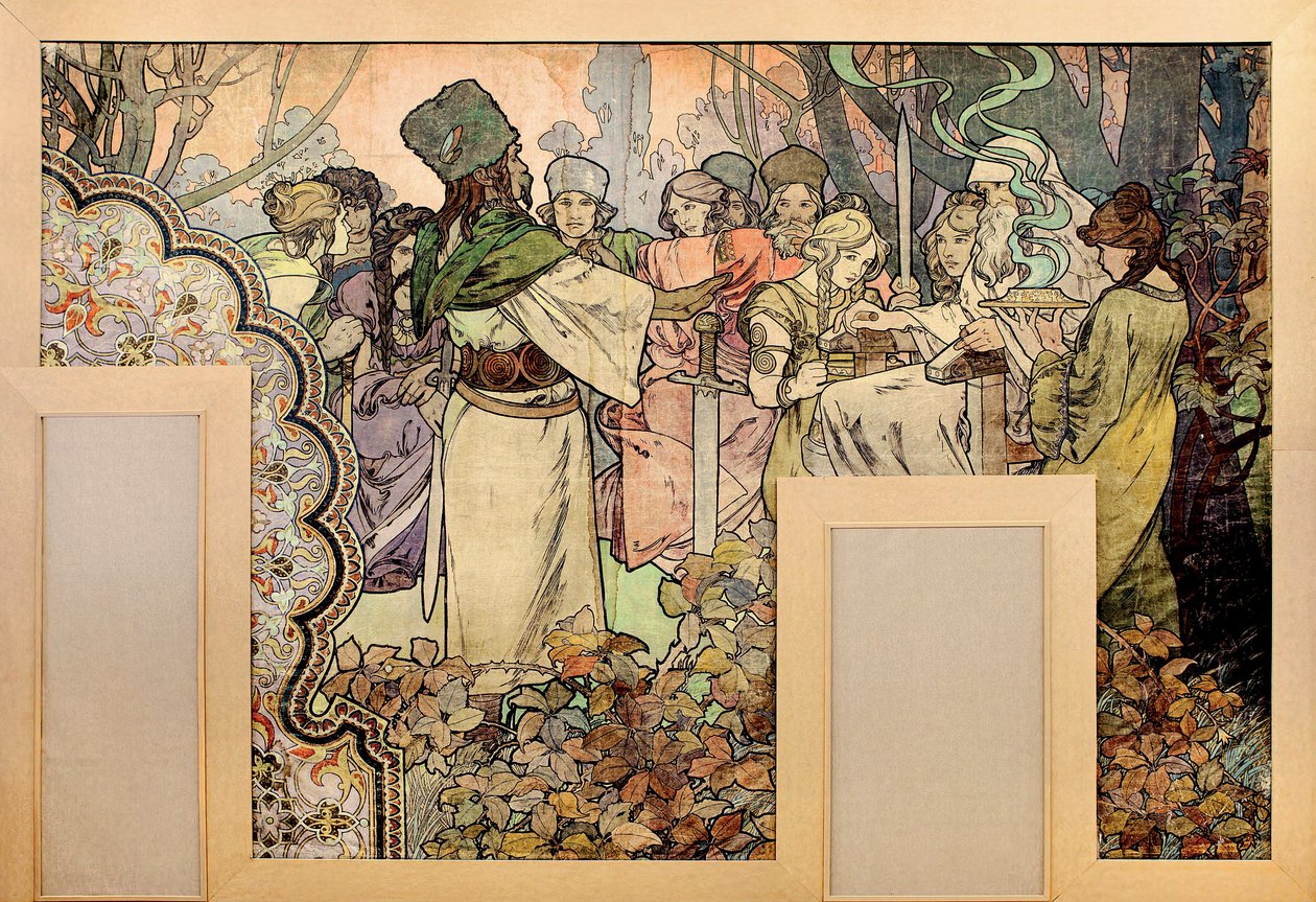 Pintura de parede para a Exposição Universelle de 1900 - Peinture de Afons Marie Mucha (1860-1939) de Alphonse Mucha