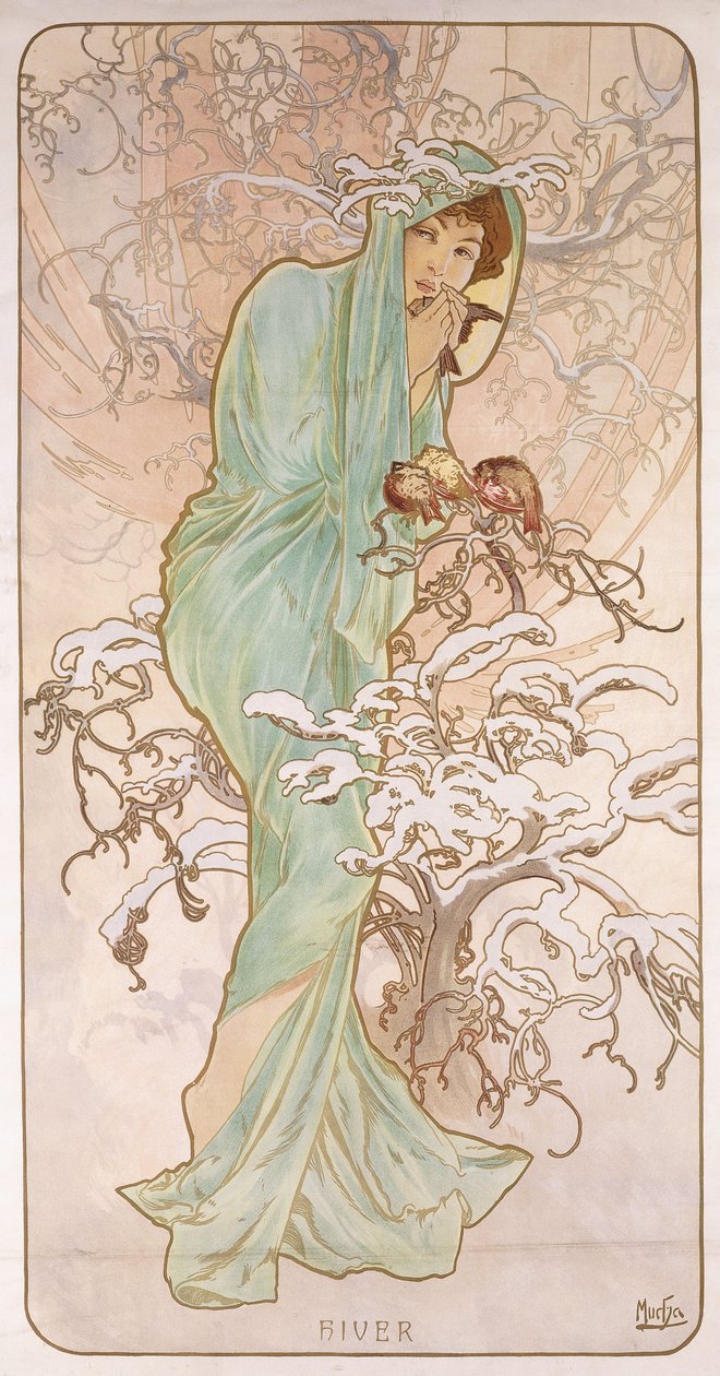 Inverno; Inverno, c.1896 de Alphonse Mucha