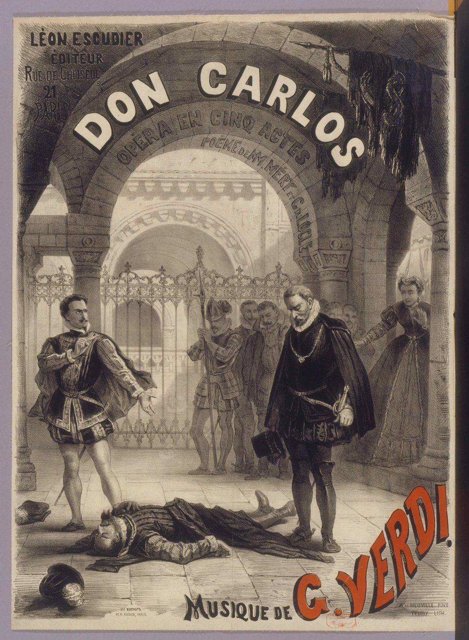 Cartaz para a Ópera Don Carlos de Giuseppe Verdi, 1867. de Alphonse Marie Neuville de