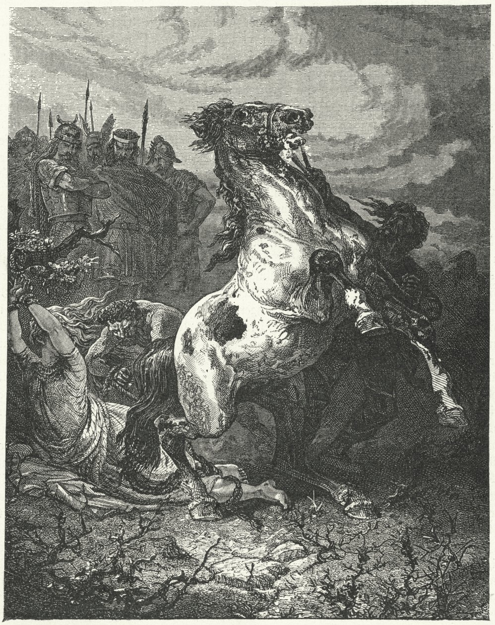A execução de Brunhilda da Austrásia, 613 (gravura) de Alphonse Marie de (after) Neuville