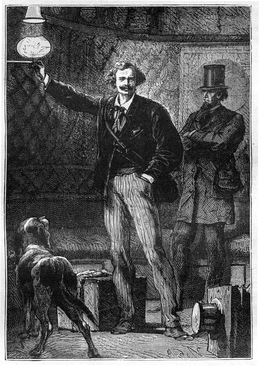 Ilustração do livro "Around the Moon" de Jules Verne, edição Hetzel - Les voyages extraordinaire de Alphonse Marie de Neuville