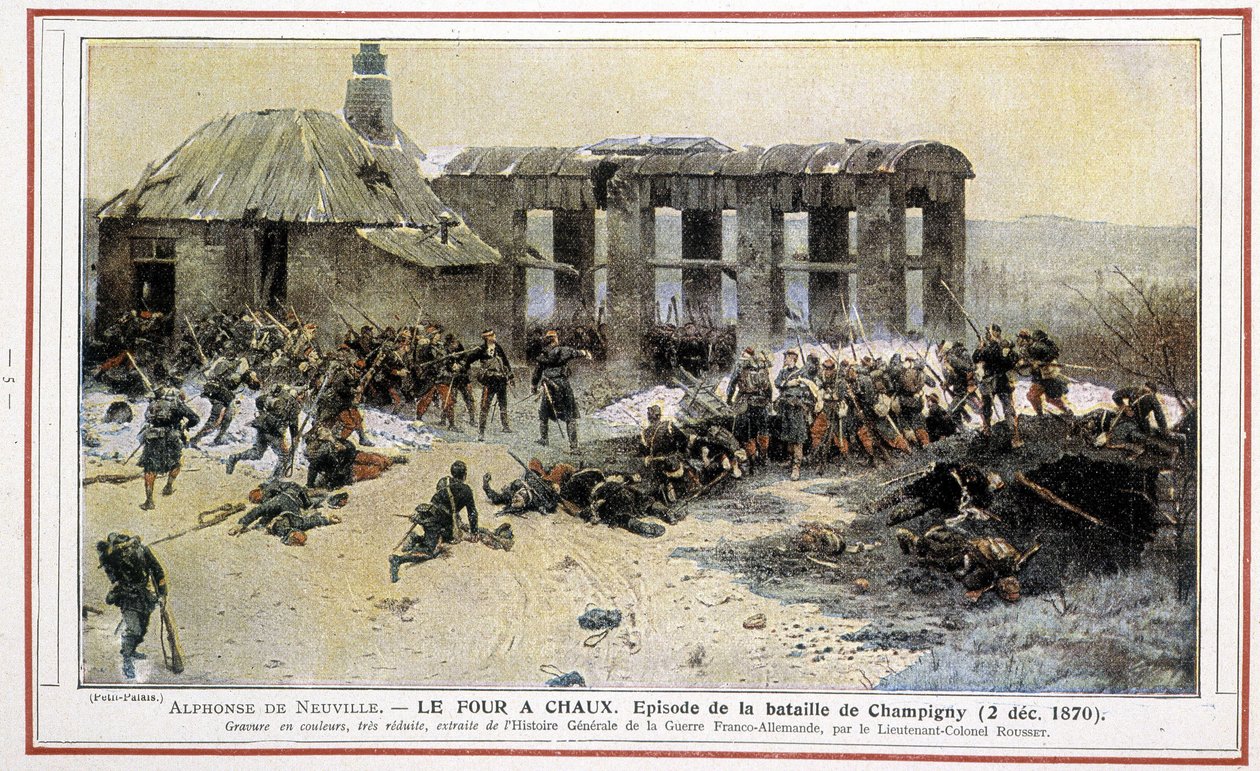 Le oven à Chaux - Episódio da Batalha de Champigny (12/02/1870) por Alphonse de Neuville. Gravado pelo Tenente Coronel Rousset da "História Geral da Guerra de Franco Alemão". de Alphonse Marie de Neuville