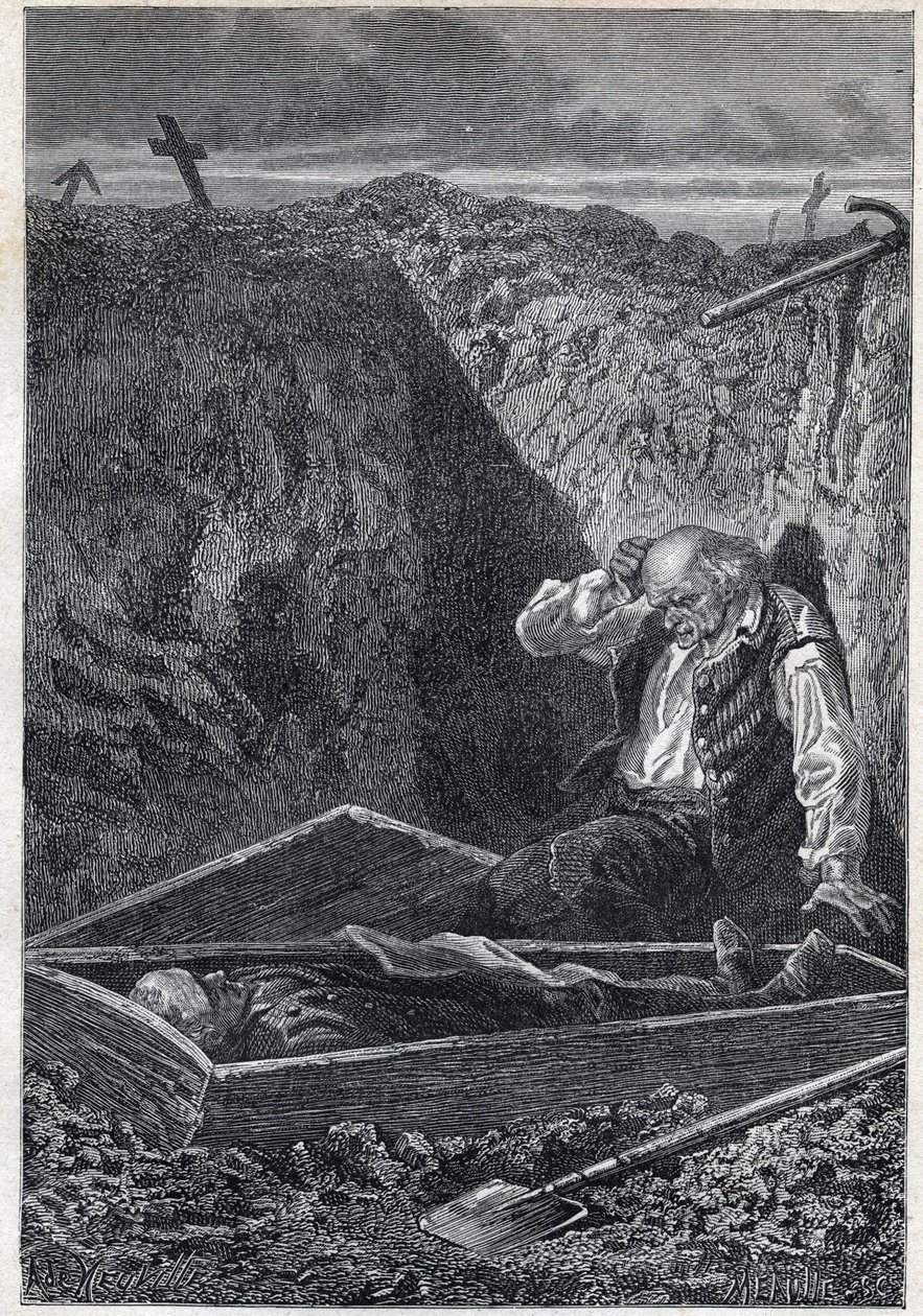 Os cemitérios levam o que lhes é dado - Ilustração de Alphonse De Neuville (1835-1885) para "Les miserables - Segunda parte": Cosette" de Victor Hugo (1802-1885) 1862 de Alphonse Marie de Neuville