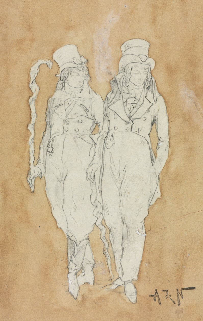 Dois jovens de pé da moda, segunda metade do século XIX. de Alphonse Marie de Neuville