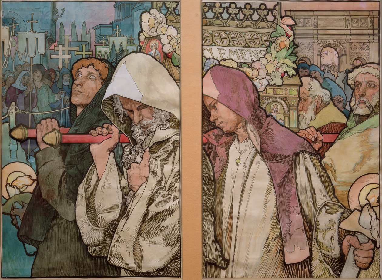 A.Mucha, Janela de São Vito em Praga / Papelão 1931 de Alphonse Mucha