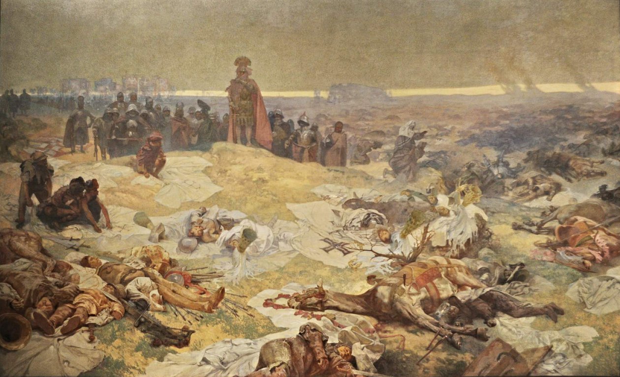 Após a batalha de Grunwald. A solidariedade dos eslavos do norte O ciclo A epopeia eslava de Alphonse Mucha