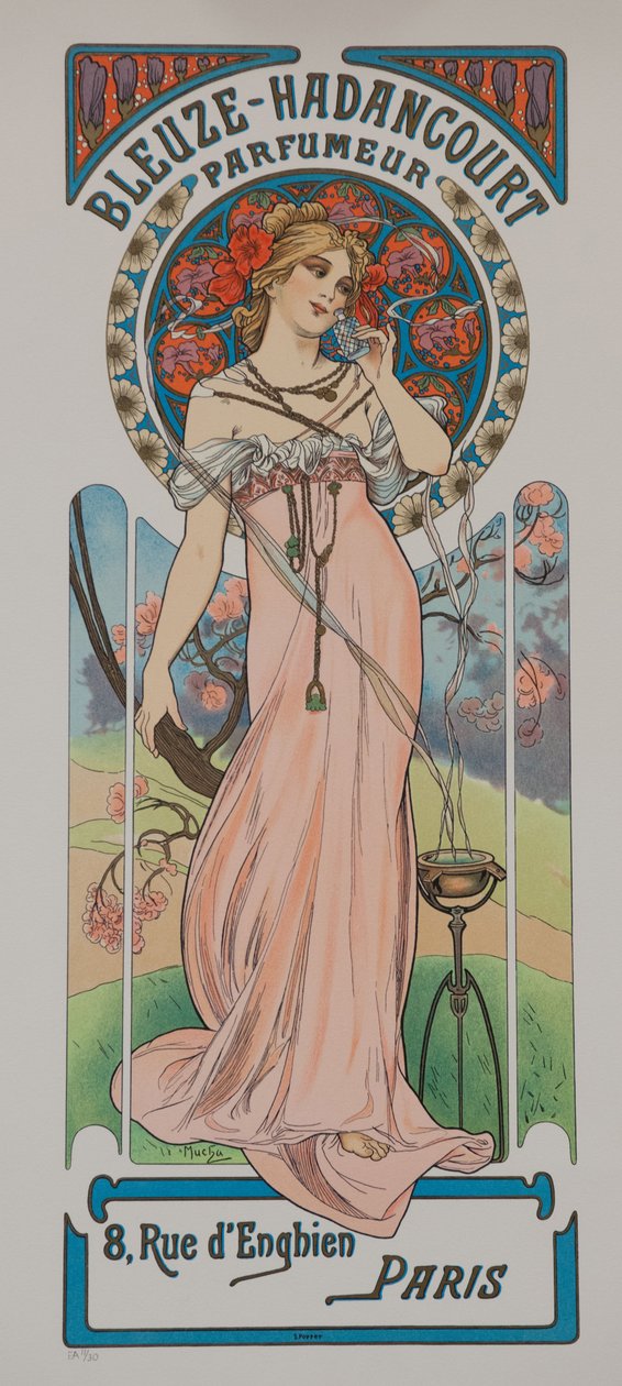 Bleuze - Hadancourt Parfumeur, ca 1899. de Alphonse Mucha