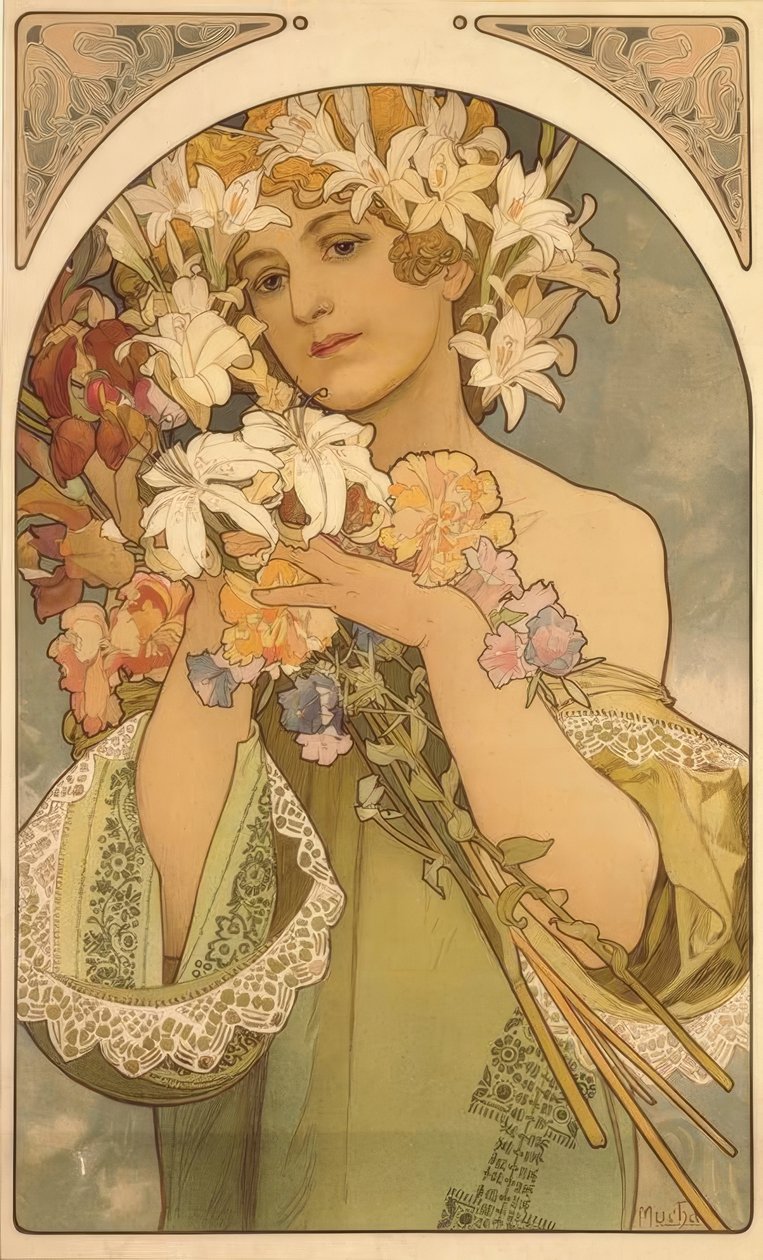 flores de Alphonse Mucha