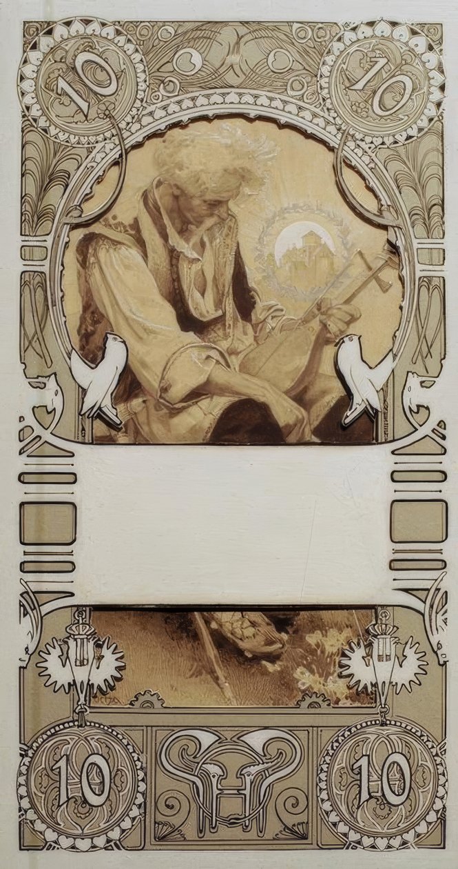 Design do carimbo em duas partes de Alphonse Mucha