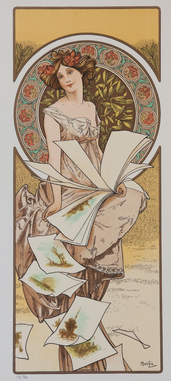 Calendário Champenois, ca 1897. de Alphonse Mucha