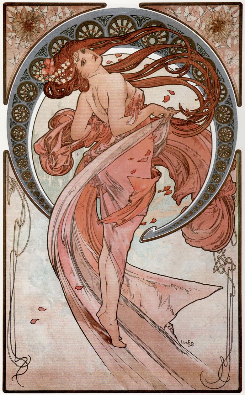 Dança Da série As Artes, 1898 de Alphonse Mucha