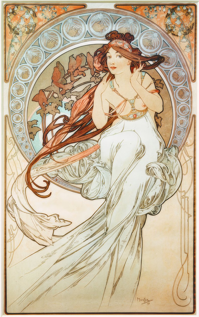 A música | Alphonse Mucha | Impressão de arte