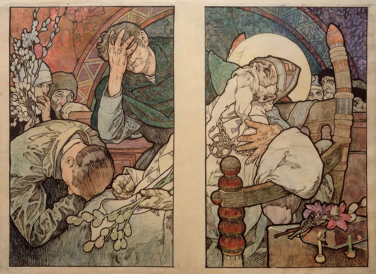 Janela de São Vito em Praga, papelão 1931 de Alphonse Mucha