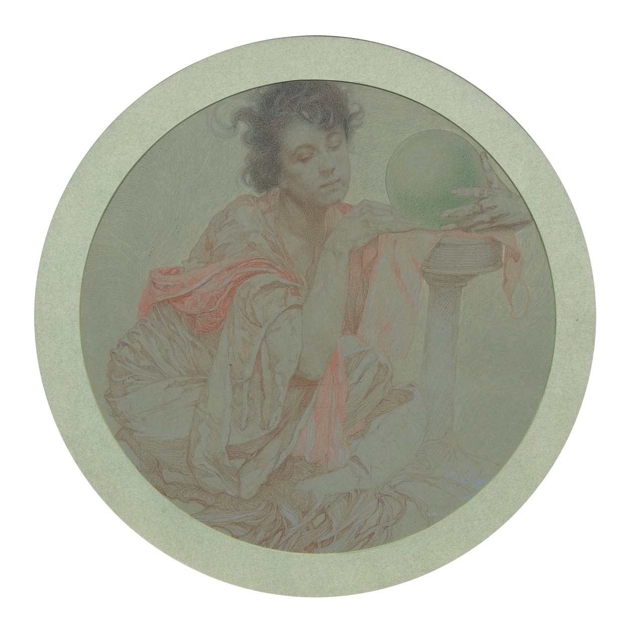 Caixa de fortuna com bola de cristal. de Alphonse Mucha