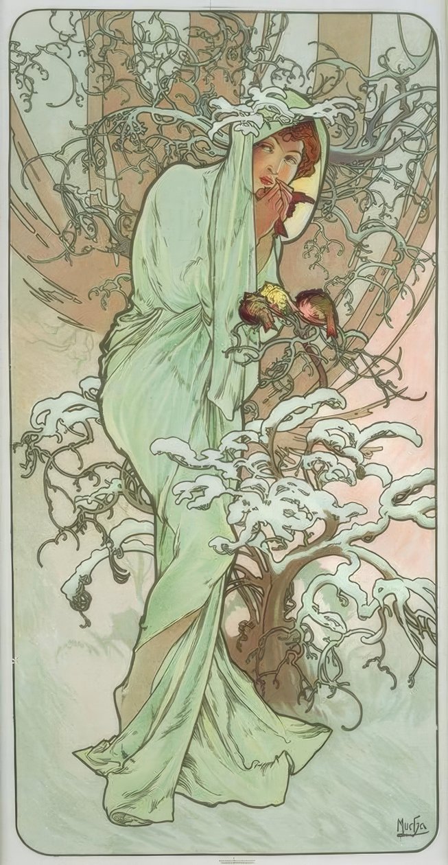 inverno de Alphonse Mucha