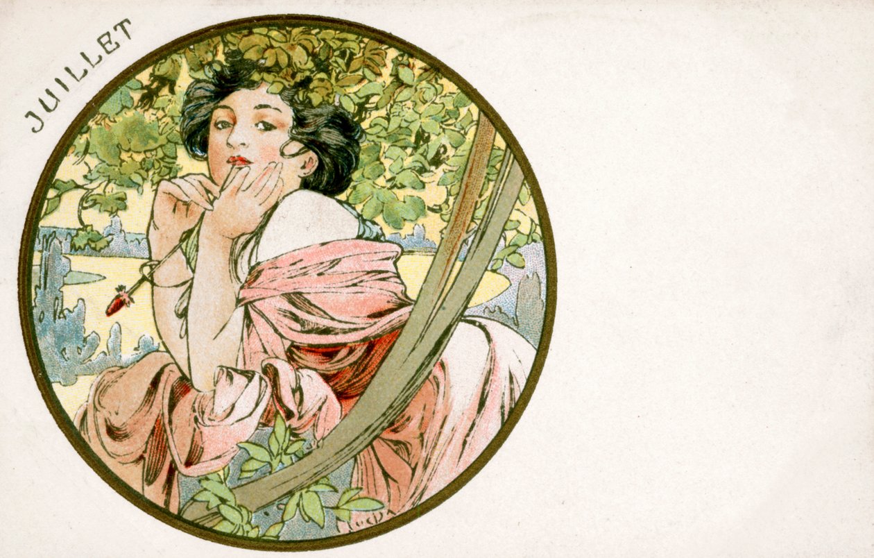 Julho', 1900 | Alphonse Mucha | Impressão de arte