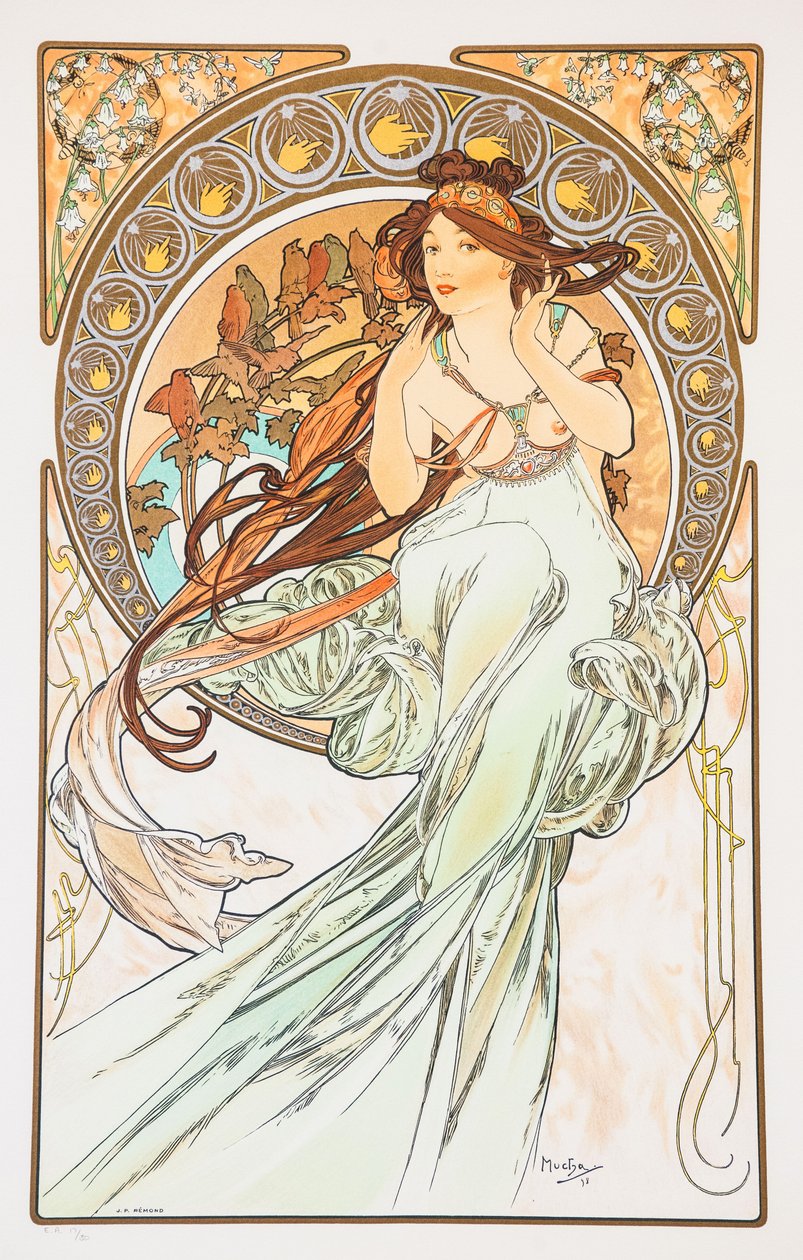 La Musica Da série As Artes, 1898. de Alphonse Mucha