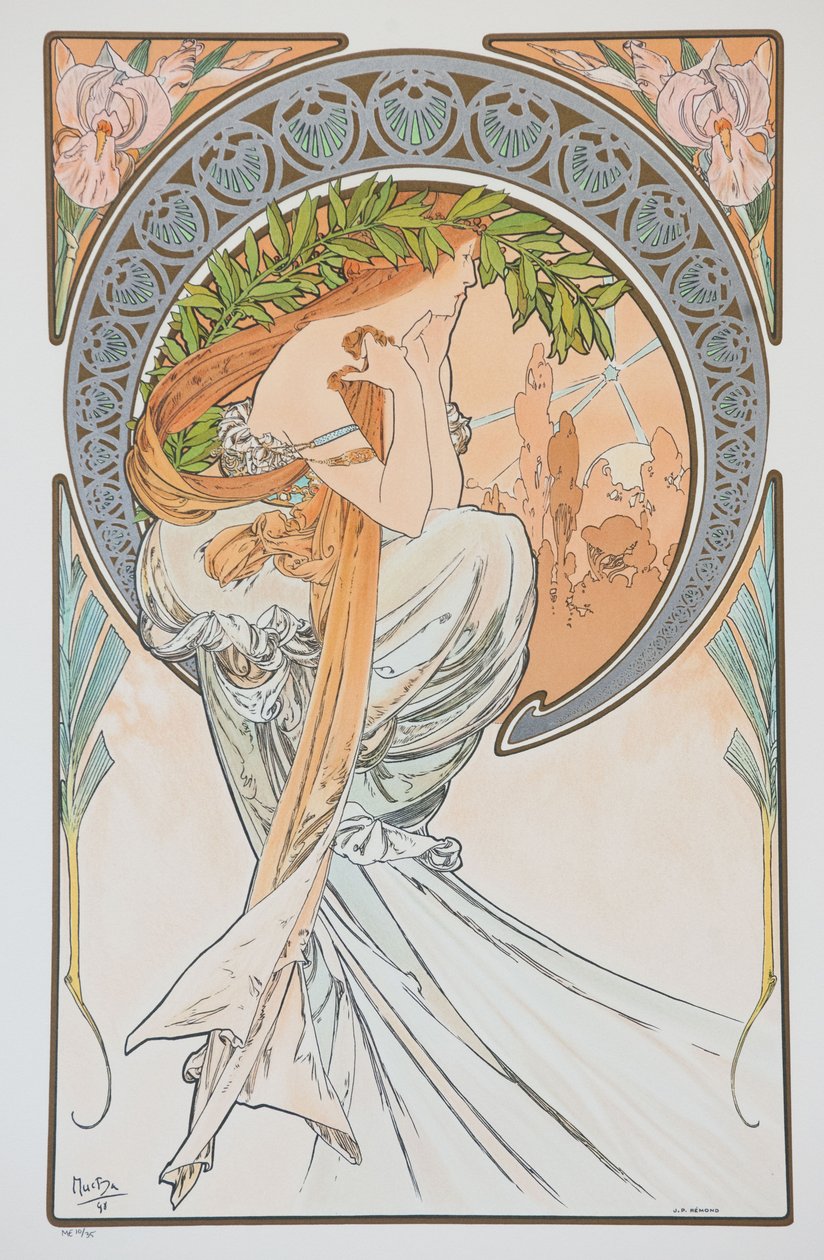 La Poesia Da série As Artes, 1898. de Alphonse Mucha