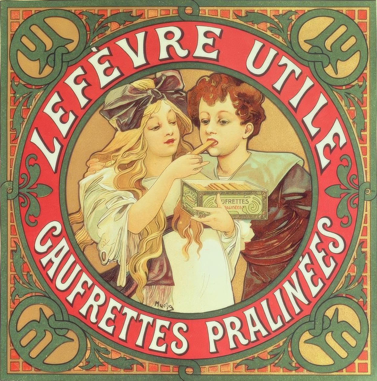 Bolachas Lefèvre-Utile - Praline de Alphonse Mucha