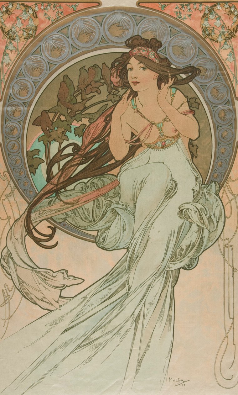 Música das artes, 1898 de Alphonse Mucha