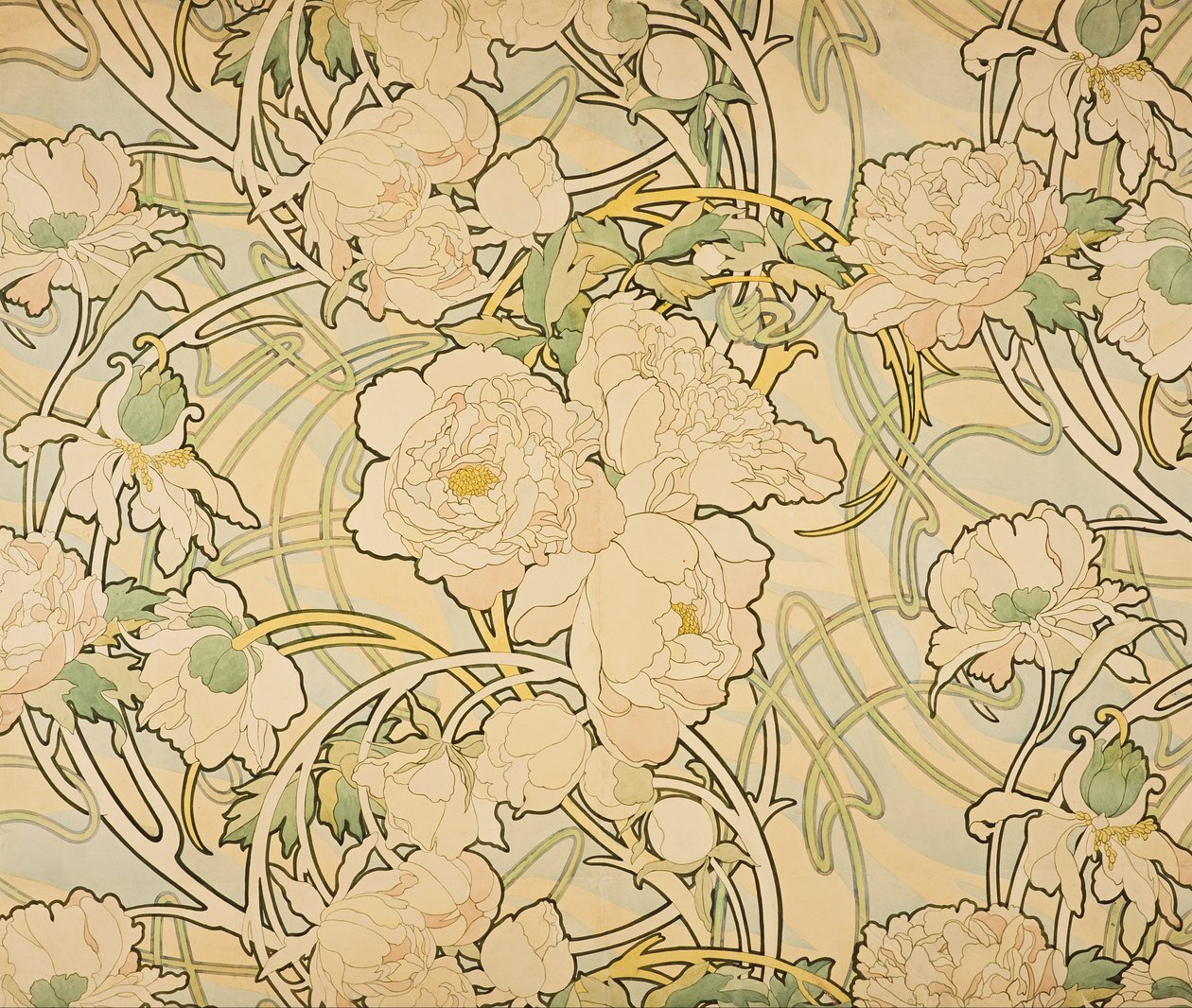 Peónias de Alphonse Mucha