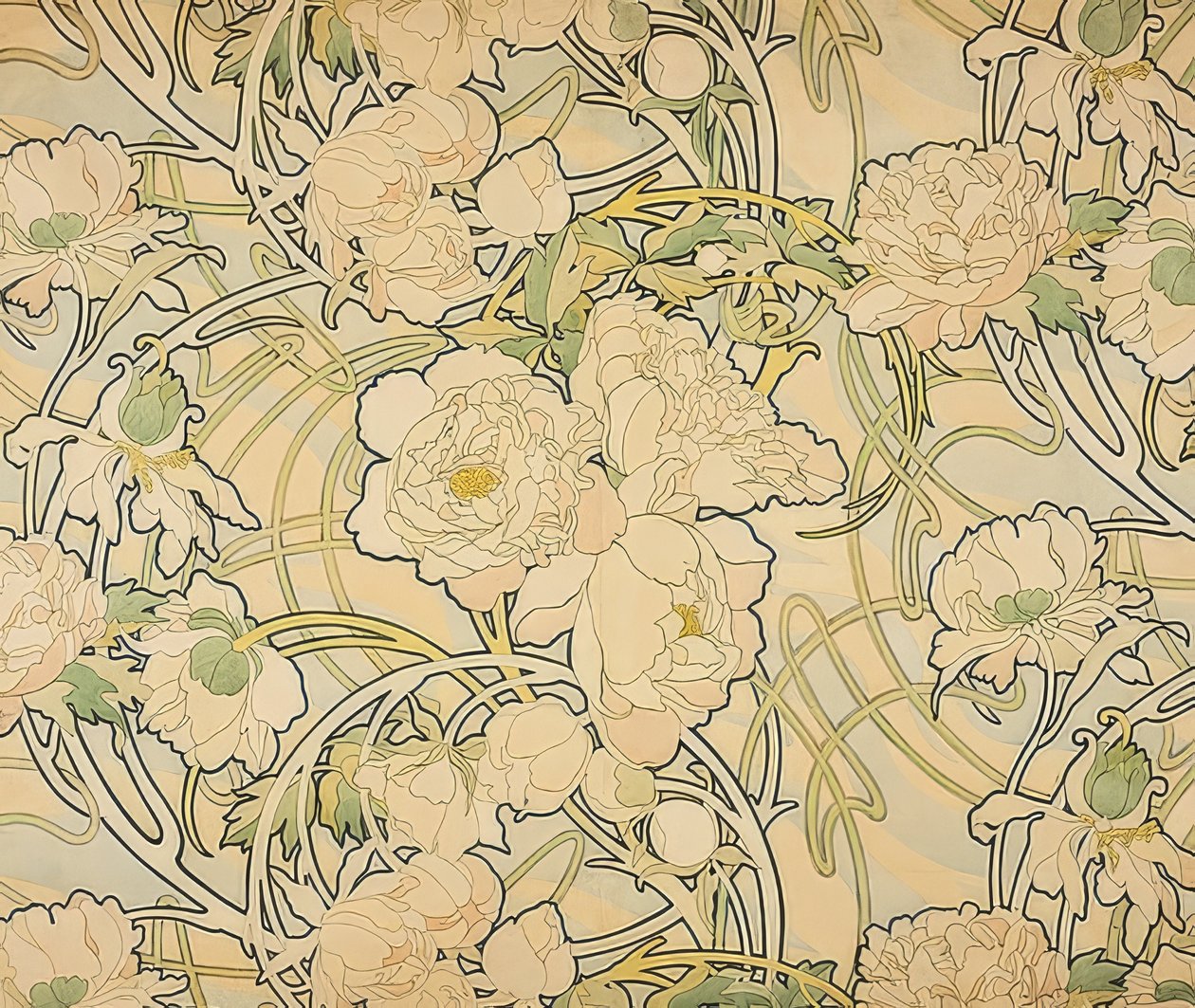 Peônias. 1897 de Alphonse Mucha