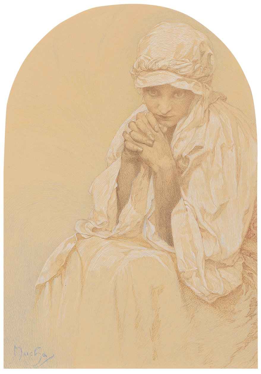 Retrato de Jaroslava, os artistas Filha, c. 1924 de Alphonse Mucha