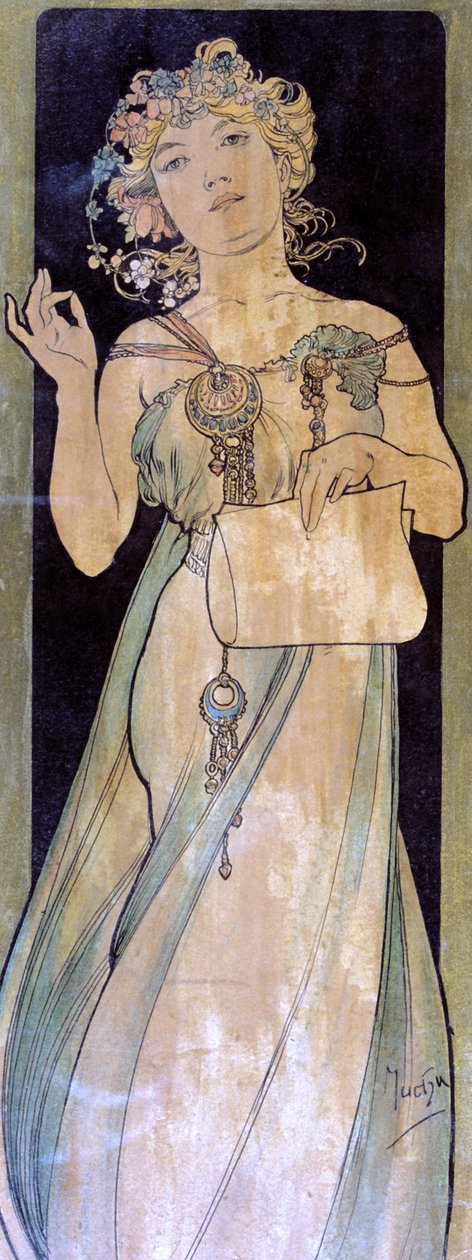 Retrato de uma mulher, c1900-1939 de Alphonse Mucha