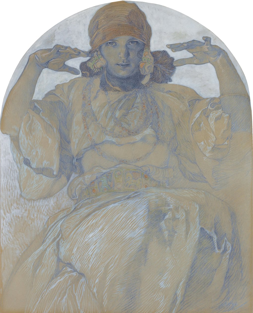 Retrato dos artistas Daughter, Jaroslava, c. 1924 de Alphonse Mucha