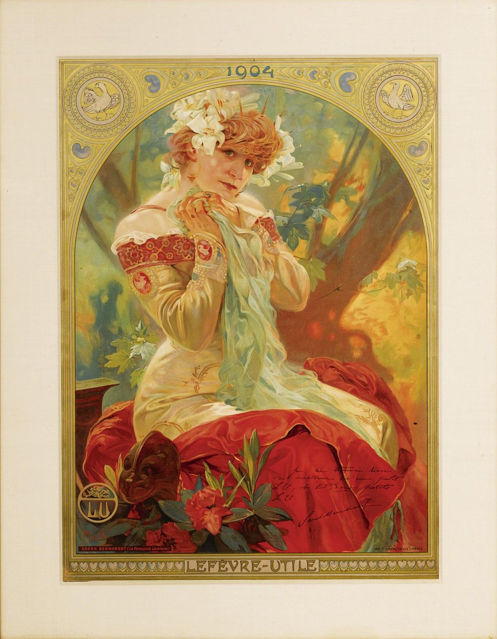 Cartaz para Lefèvre-Utile. Sarah Bernhardt no papel de Melissinde em La Princesse Lointaine por E de Alphonse Mucha