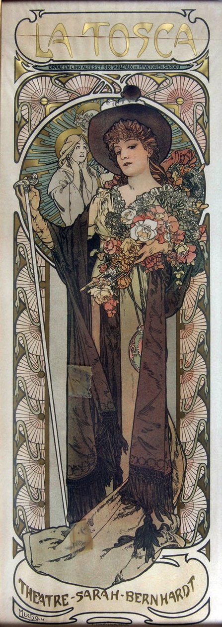 Cartaz para a peça La Tosca de Victorien Sardou, 1899 de Alphonse Mucha
