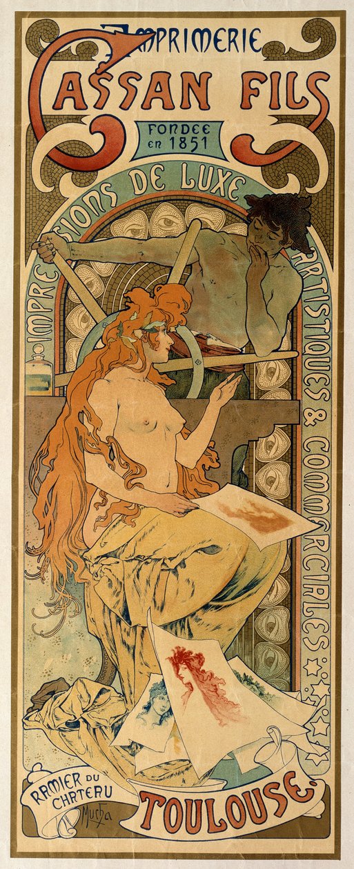 Cartaz para a gráfica de Toulouse Cassan Fils, 1897. de Alphonse Mucha