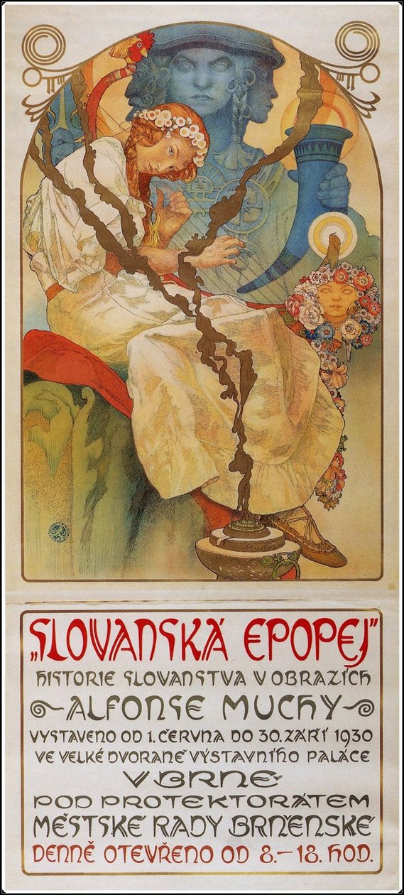 Cartaz para a exposição Epopeia eslava Epopeia eslava, 1928 de Alphonse Mucha