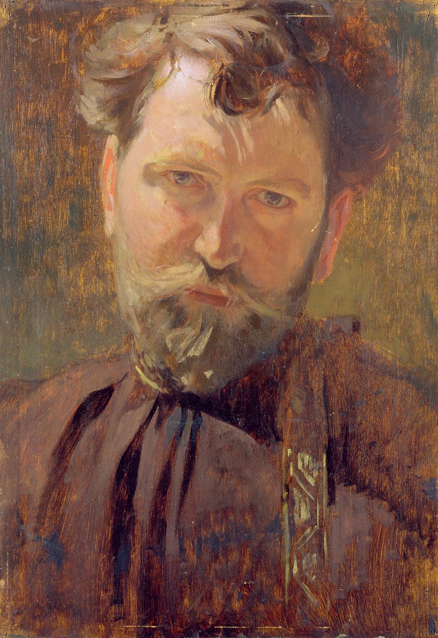 Auto-retrato (Auto-retrato) de Alfons Marie (Alfons-Marie) Mucha (1860-1939), Óleo sobre tela 1899, Museu Alfons Mucha, Praga de Alphonse Mucha