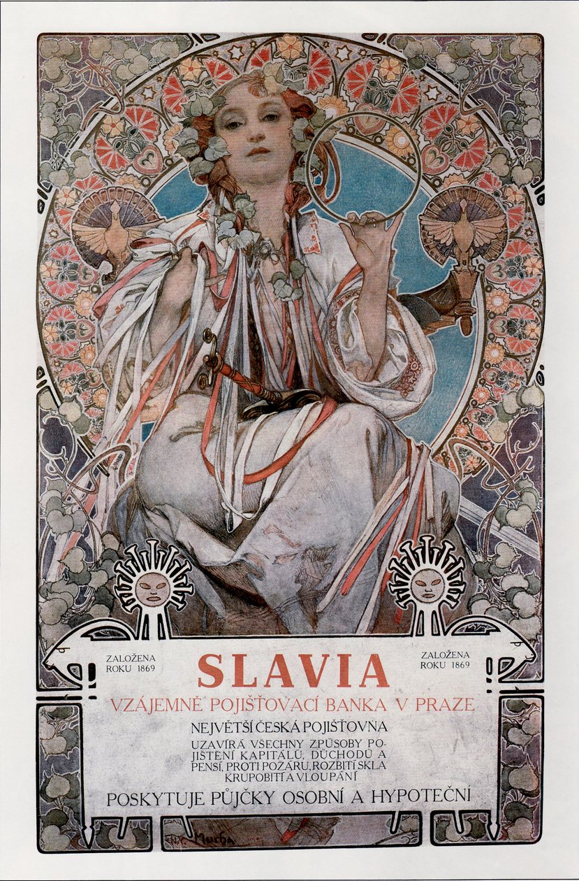 Cartaz de Slavia, 1907 de Alphonse Mucha