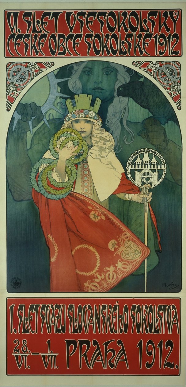 Cartaz do festival de Sokol de Alphonse Mucha