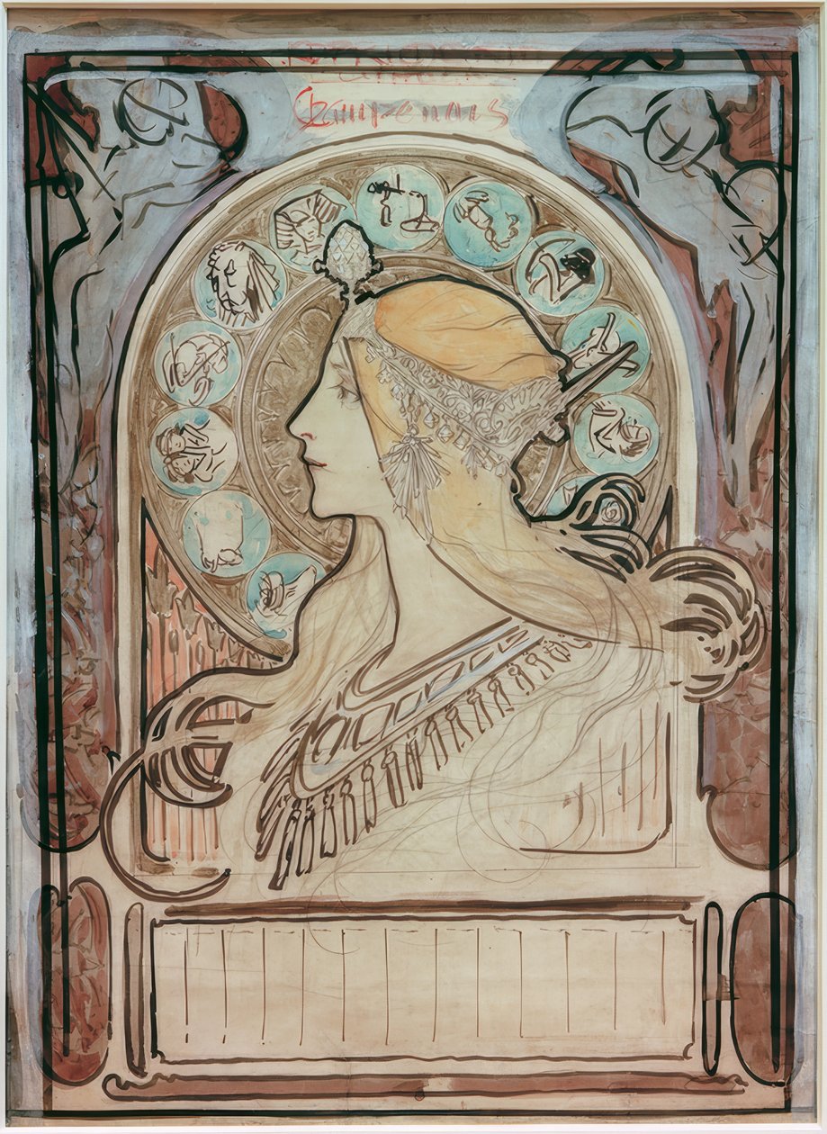 estudo do Zodiaque de Alphonse Mucha