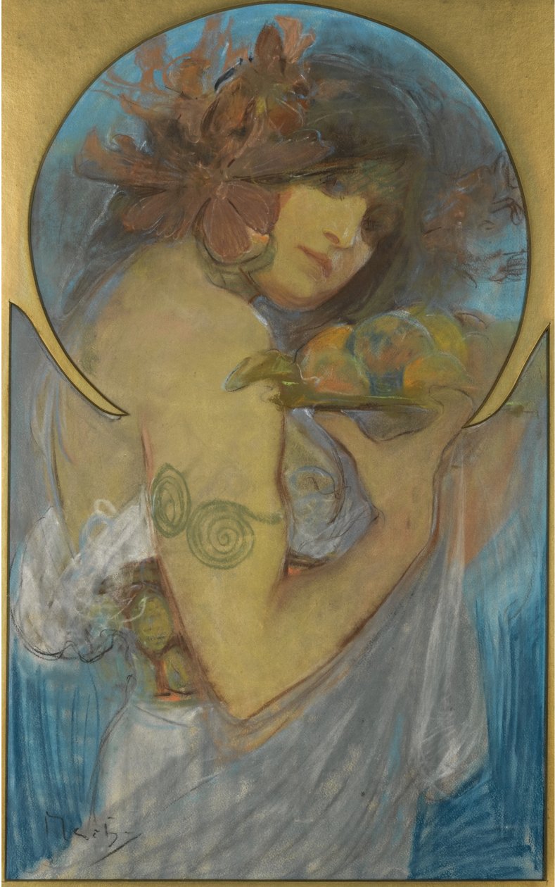 Estudo para uma fruta de cartaz de Alphonse Mucha