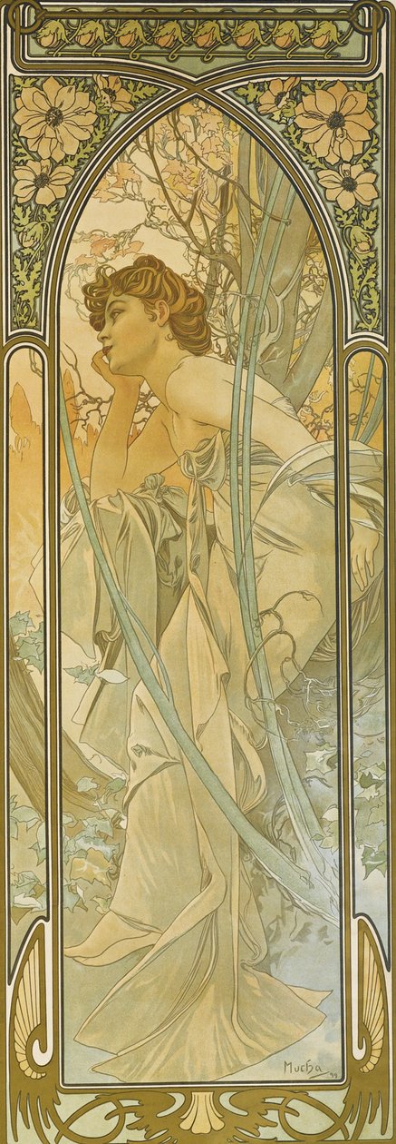 Os Tempos do Dia: Sonho da noite de Alphonse Mucha