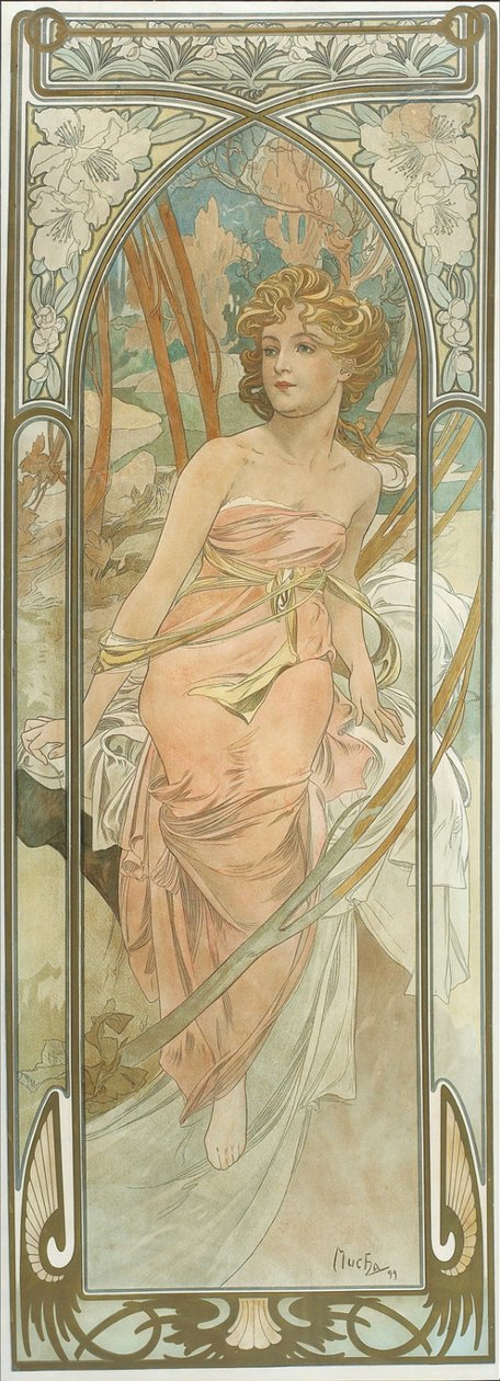 Horários do dia: Morning Awakening de Alphonse Mucha