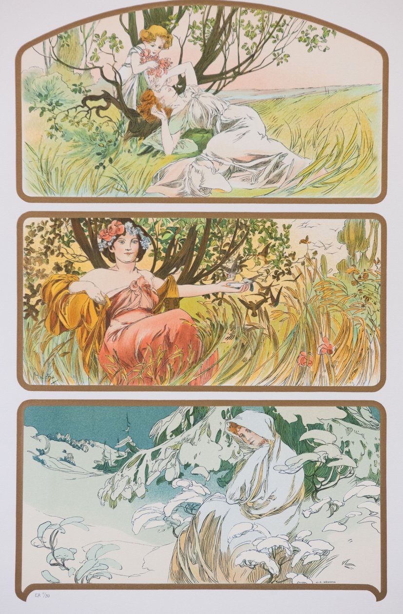 Três estações, c. 1898 de Alphonse Mucha