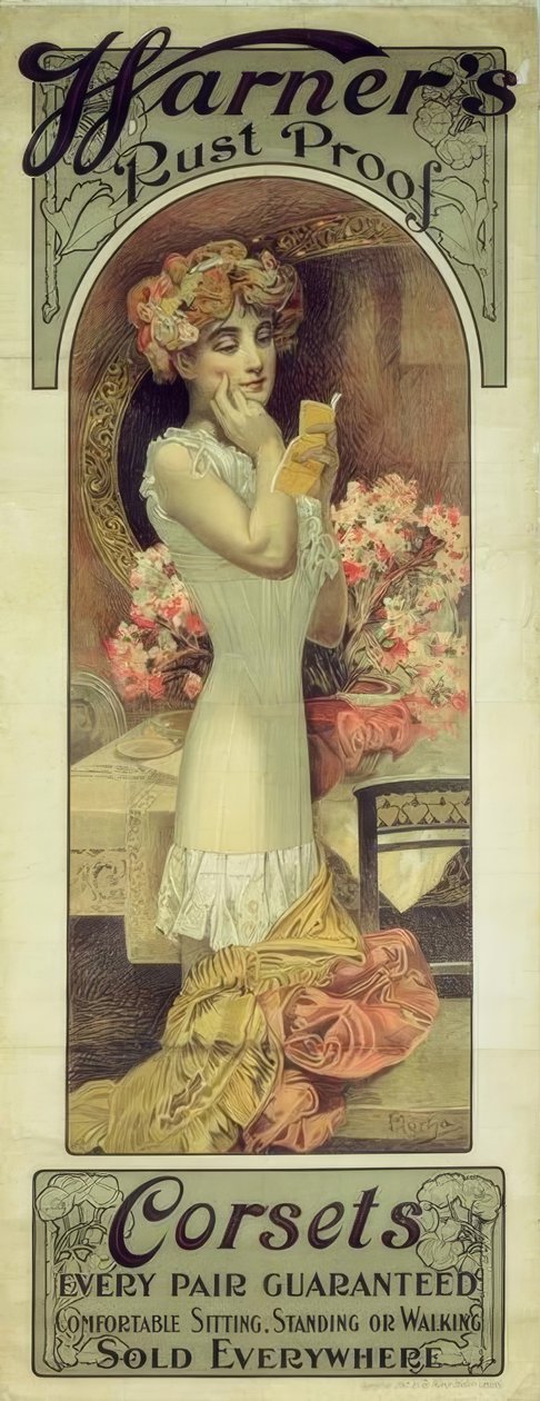 Espartilhos Warner Rust Proof de Alphonse Mucha