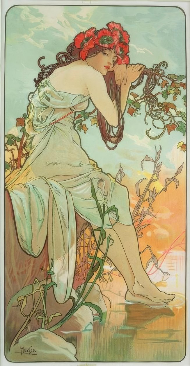 verão | Alphonse Mucha | Impressão de arte