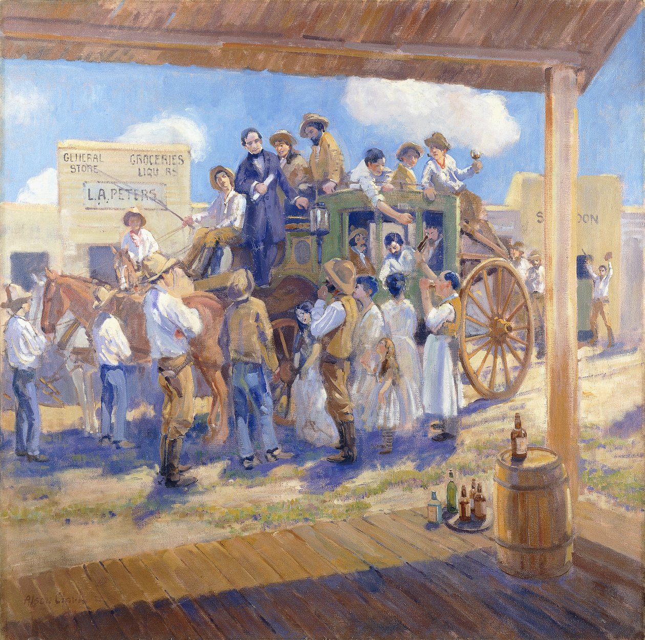 Governador Burnett Entrega da Carta de Estado a São José, Califórnia, c.1925 (petróleo sobre tela) de Alson Skinner Clark