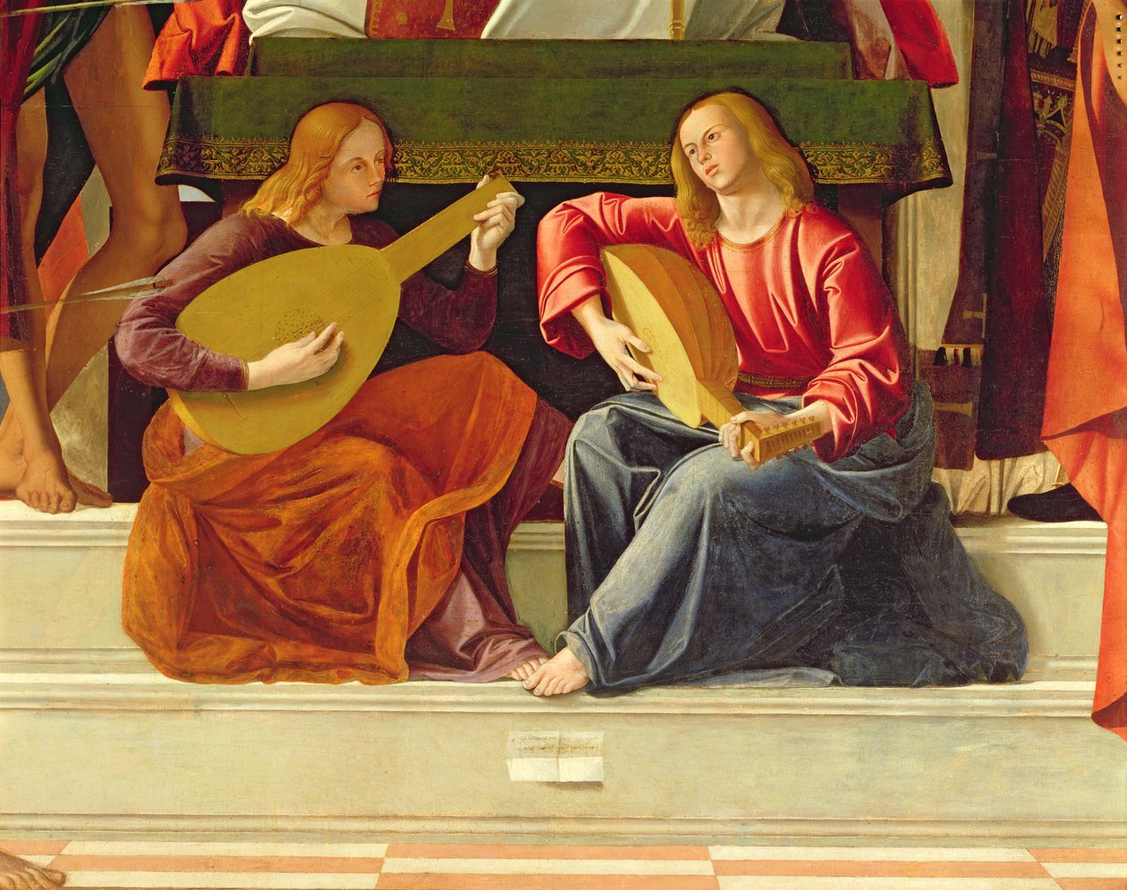 Os músicos de anjo, do retábulo de Santo Ambrósio (detalhe de 230093) de Alvise Vivarini