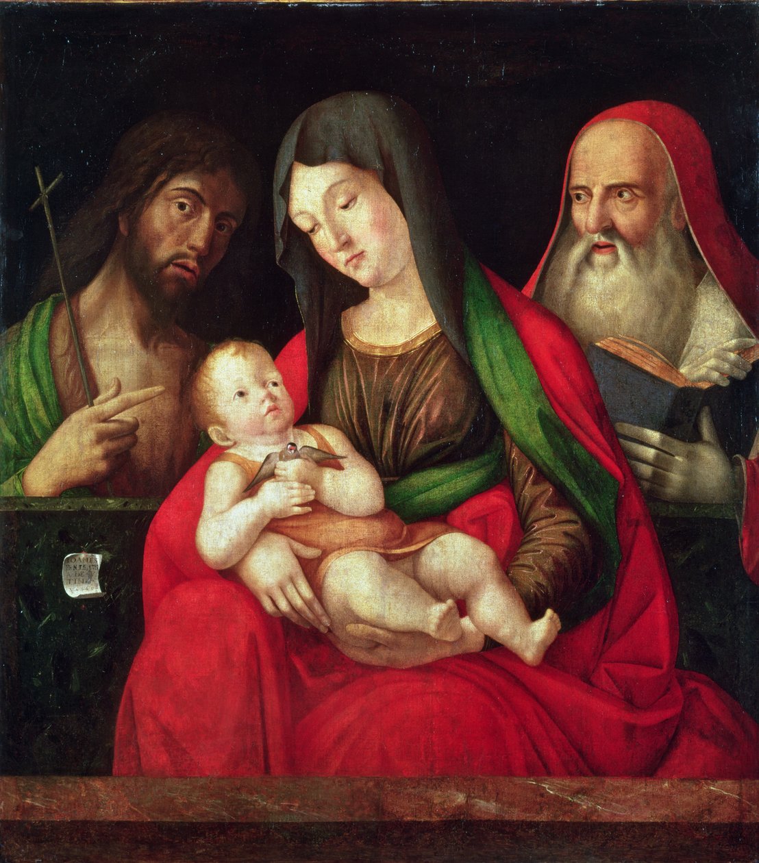 Virgem e menino com São João Batista e São Jerônimo (painel) de Alvise Vivarini