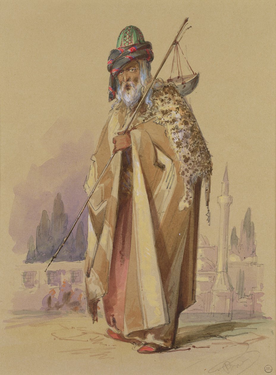 Um dervixe com pele de leopardo, c.1855 de Amadeo Preziosi